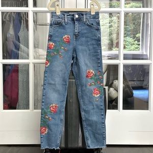 Embroidered Topshop Jamie Jeans Cropped
